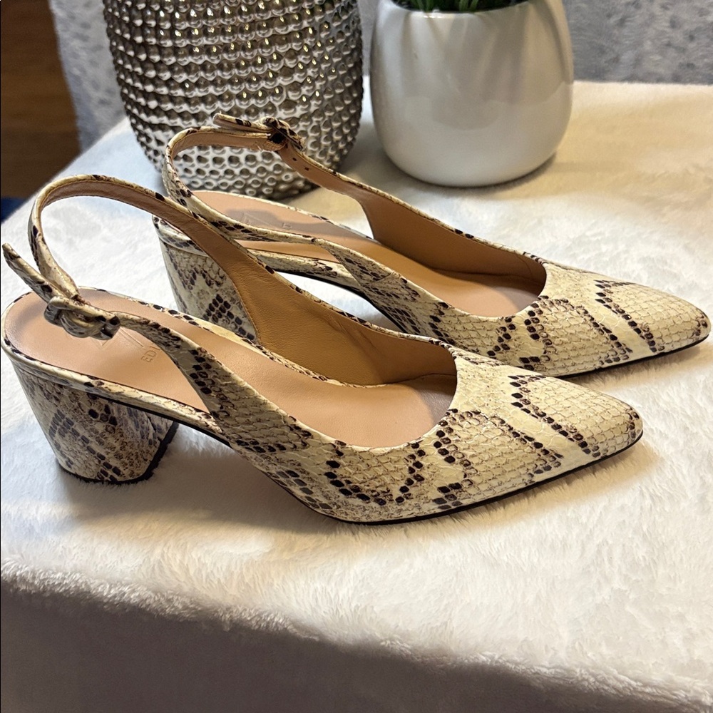 27 EDIT Elaine Snake Print Leather Slingback Dress Heels Size 7 - Picture 7 of 7